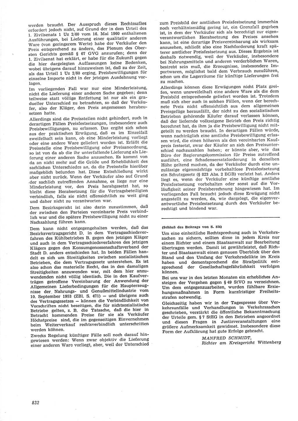 Neue Justiz (NJ), Zeitschrift für Recht und Rechtswissenschaft [Deutsche Demokratische Republik (DDR)], 15. Jahrgang 1961, Seite 832 (NJ DDR 1961, S. 832)