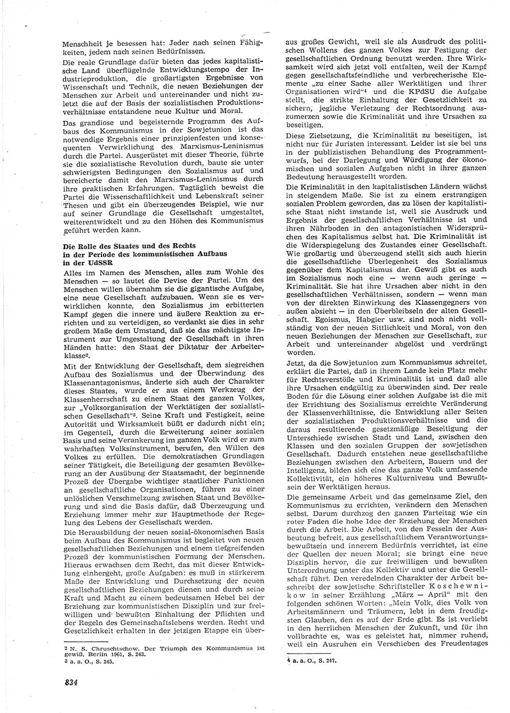 Neue Justiz (NJ), Zeitschrift für Recht und Rechtswissenschaft [Deutsche Demokratische Republik (DDR)], 15. Jahrgang 1961, Seite 834 (NJ DDR 1961, S. 834)