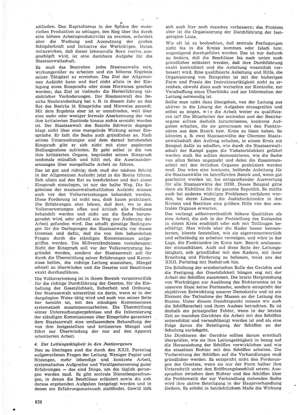 Neue Justiz (NJ), Zeitschrift für Recht und Rechtswissenschaft [Deutsche Demokratische Republik (DDR)], 15. Jahrgang 1961, Seite 838 (NJ DDR 1961, S. 838)