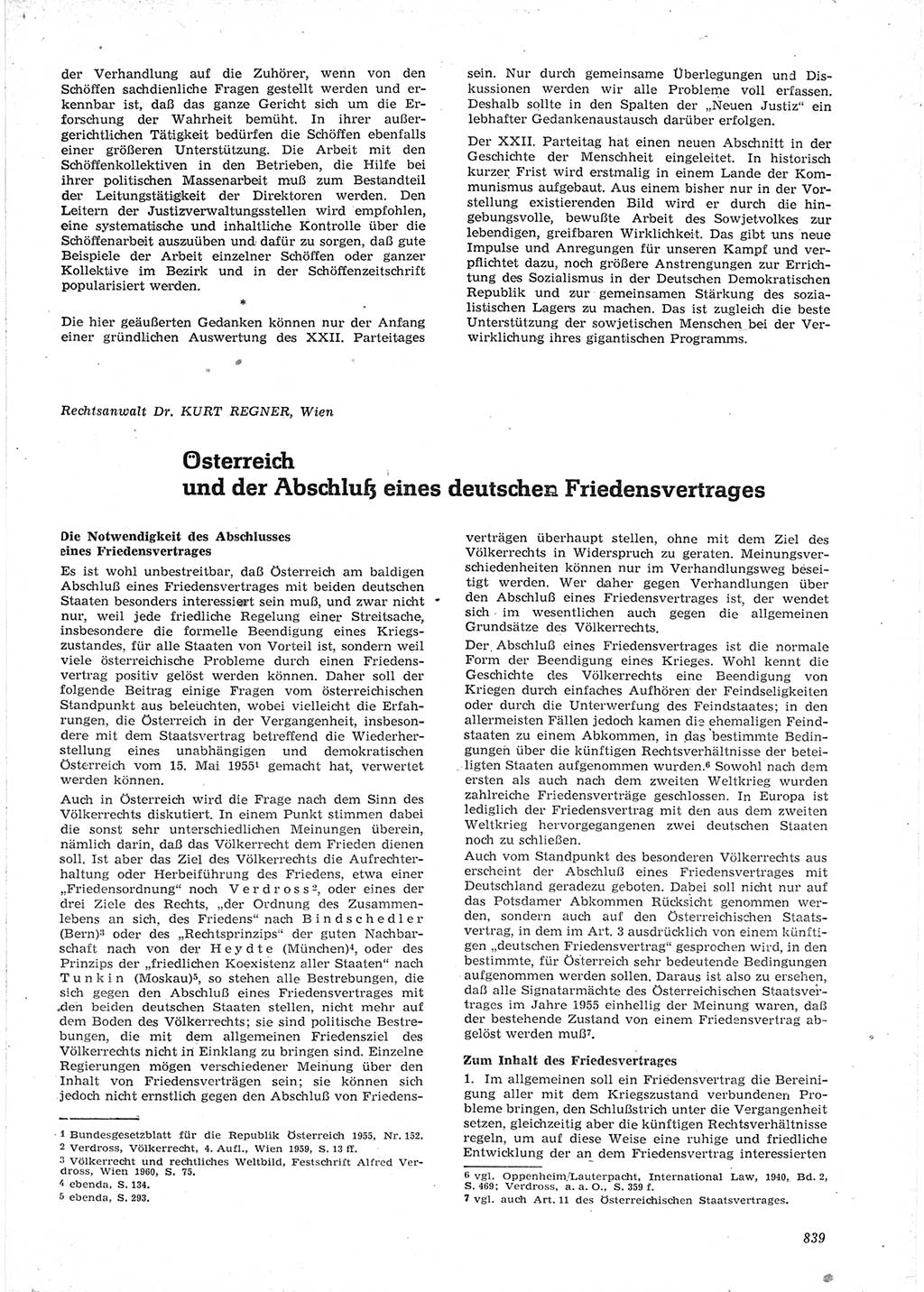 Neue Justiz (NJ), Zeitschrift für Recht und Rechtswissenschaft [Deutsche Demokratische Republik (DDR)], 15. Jahrgang 1961, Seite 839 (NJ DDR 1961, S. 839)