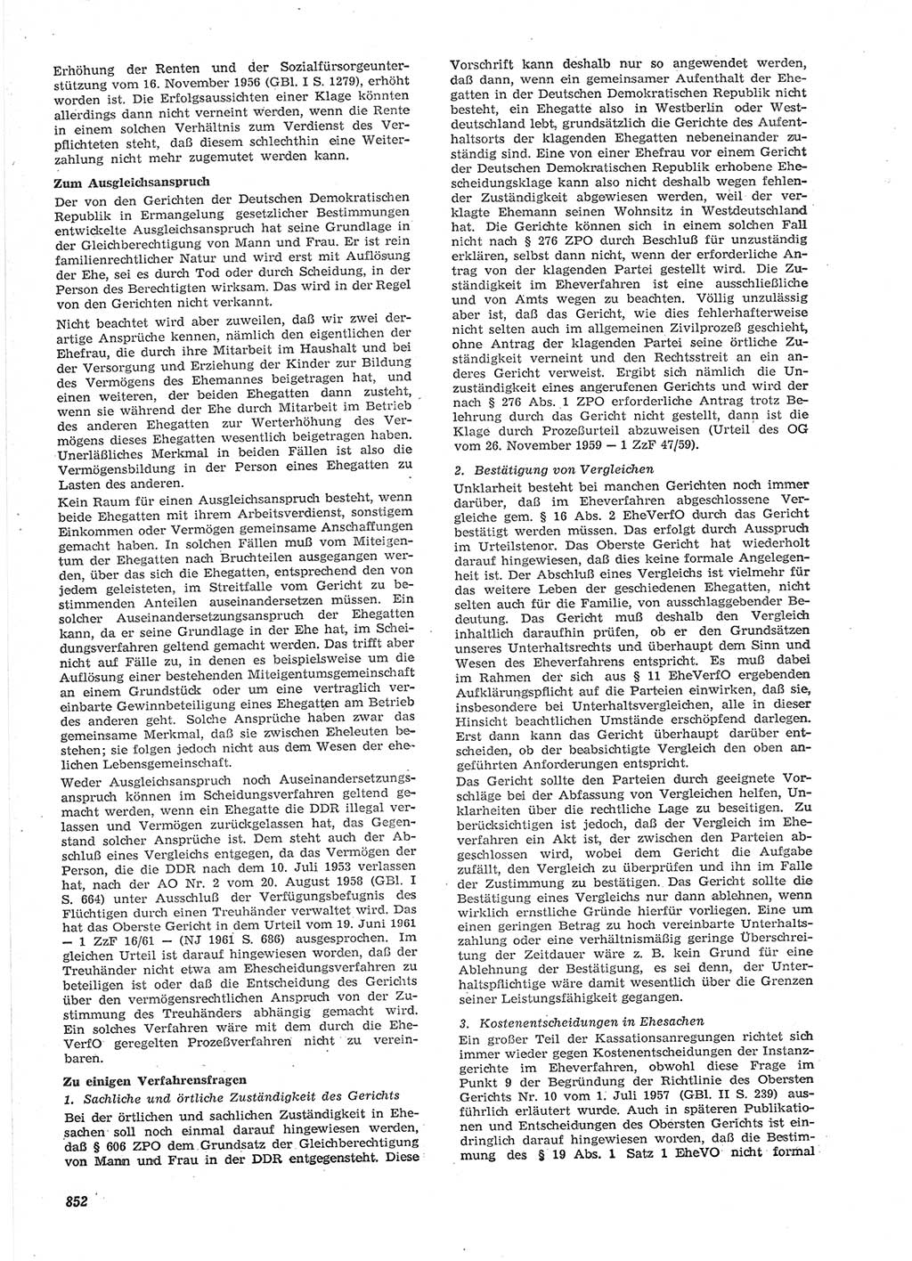 Neue Justiz (NJ), Zeitschrift für Recht und Rechtswissenschaft [Deutsche Demokratische Republik (DDR)], 15. Jahrgang 1961, Seite 852 (NJ DDR 1961, S. 852)