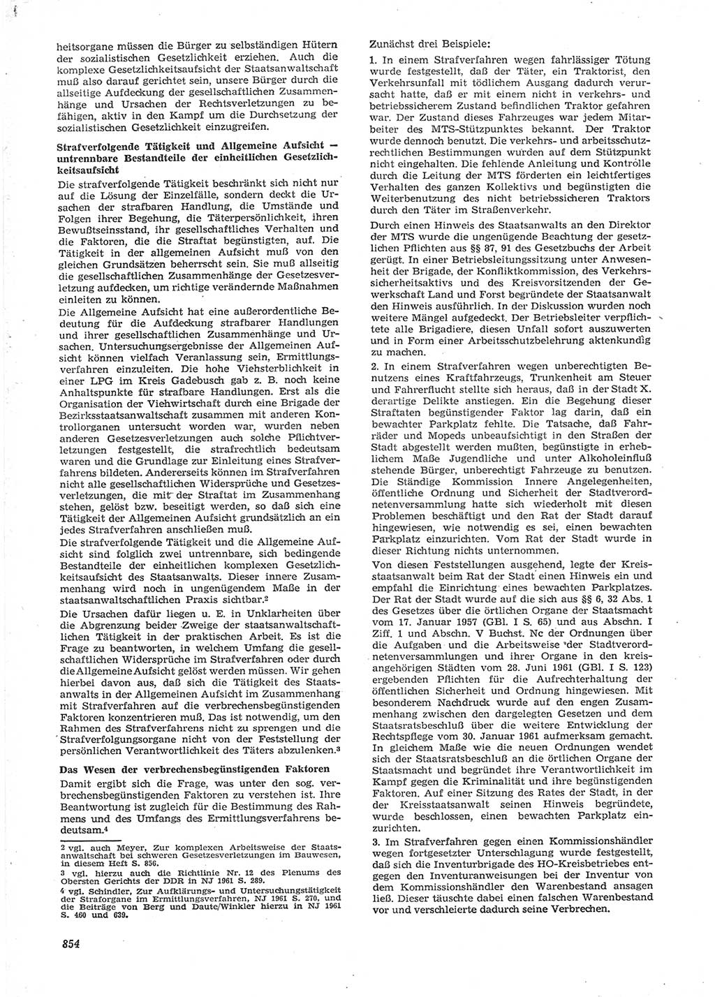 Neue Justiz (NJ), Zeitschrift für Recht und Rechtswissenschaft [Deutsche Demokratische Republik (DDR)], 15. Jahrgang 1961, Seite 854 (NJ DDR 1961, S. 854)