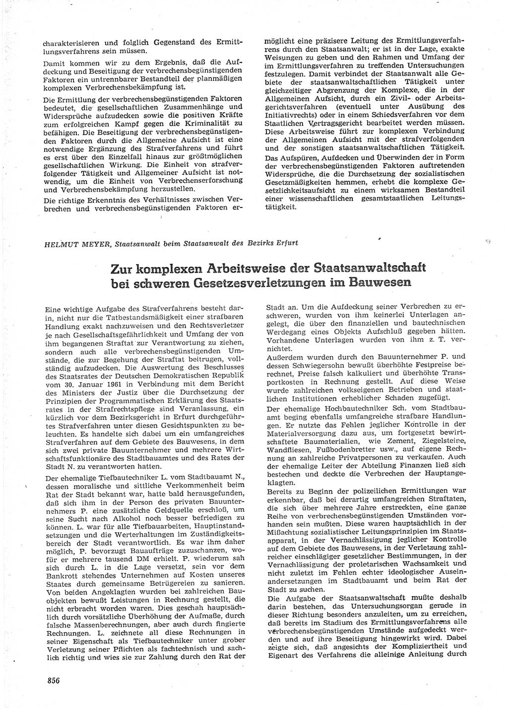 Neue Justiz (NJ), Zeitschrift für Recht und Rechtswissenschaft [Deutsche Demokratische Republik (DDR)], 15. Jahrgang 1961, Seite 856 (NJ DDR 1961, S. 856)