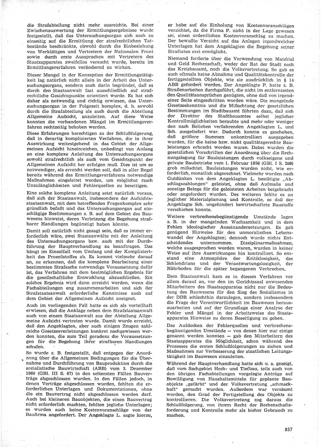 Neue Justiz (NJ), Zeitschrift für Recht und Rechtswissenschaft [Deutsche Demokratische Republik (DDR)], 15. Jahrgang 1961, Seite 857 (NJ DDR 1961, S. 857)