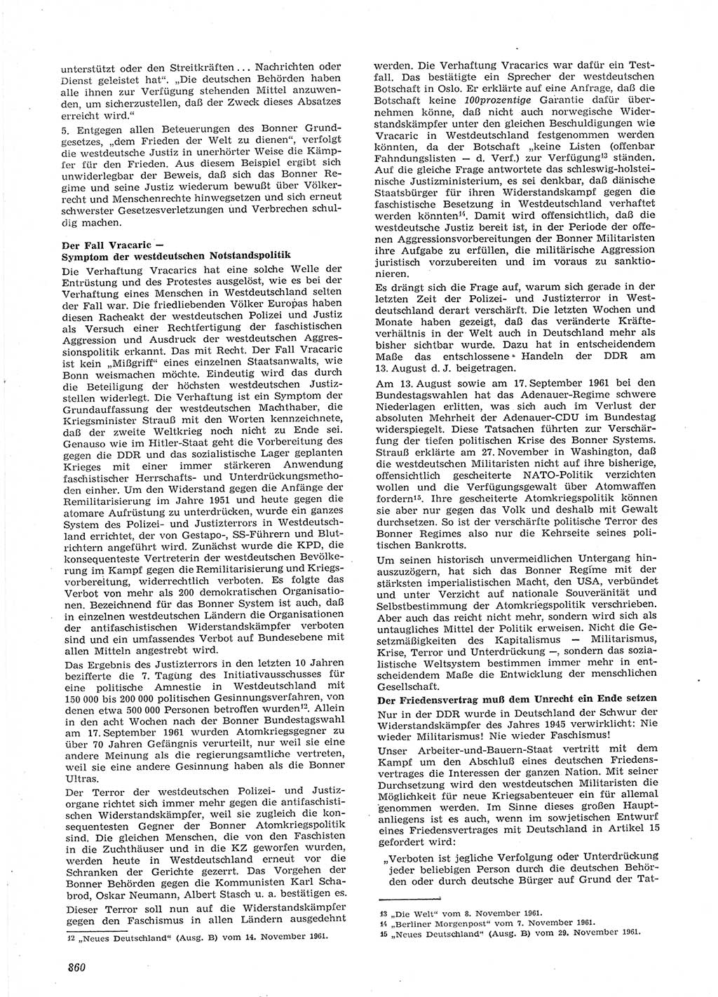 Neue Justiz (NJ), Zeitschrift für Recht und Rechtswissenschaft [Deutsche Demokratische Republik (DDR)], 15. Jahrgang 1961, Seite 860 (NJ DDR 1961, S. 860)