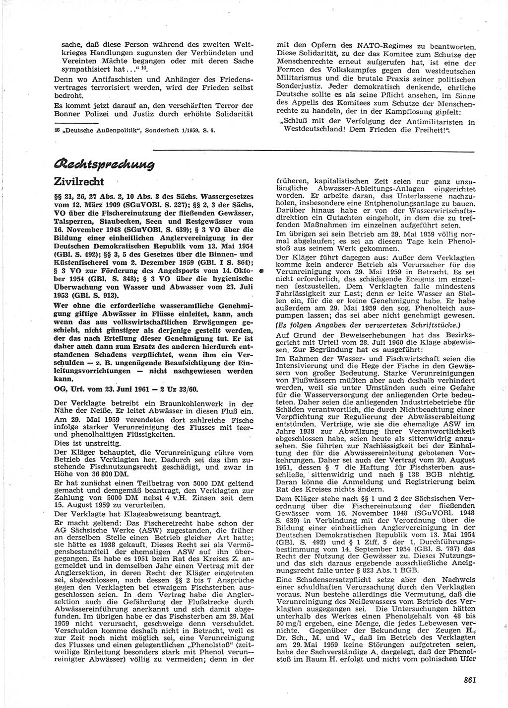 Neue Justiz (NJ), Zeitschrift für Recht und Rechtswissenschaft [Deutsche Demokratische Republik (DDR)], 15. Jahrgang 1961, Seite 861 (NJ DDR 1961, S. 861)