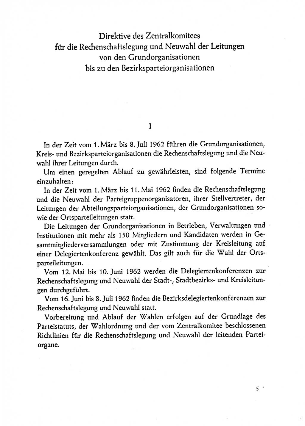 Dokumente der Sozialistischen Einheitspartei Deutschlands (SED) [Deutsche Demokratische Republik (DDR)] 1962-1963, Seite 5 (Dok. SED DDR 1962-1963, S. 5)