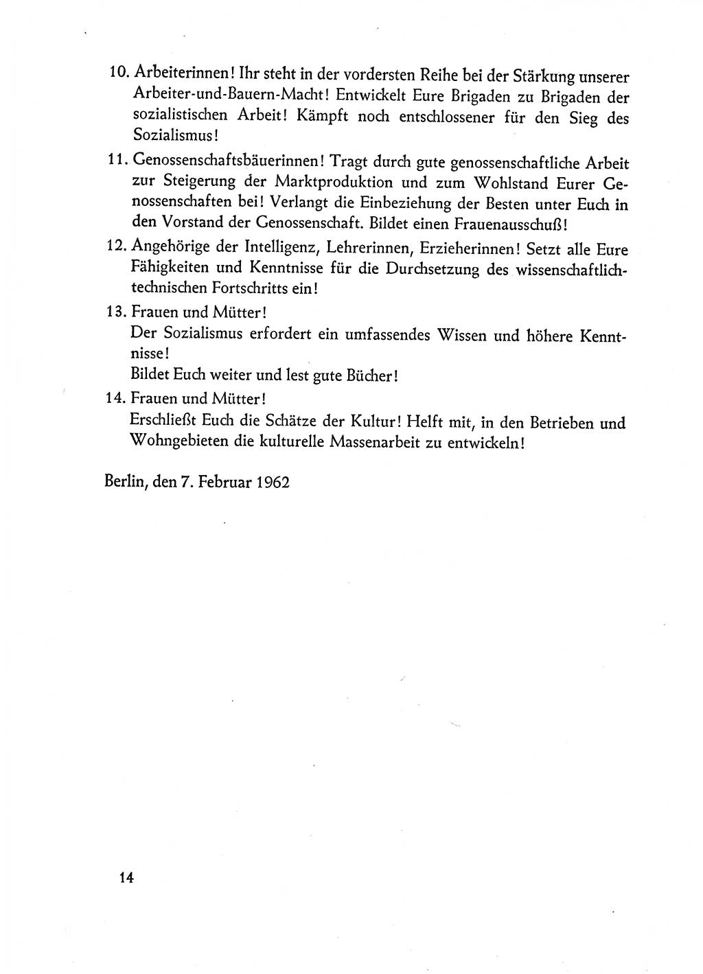 Dokumente der Sozialistischen Einheitspartei Deutschlands (SED) [Deutsche Demokratische Republik (DDR)] 1962-1963, Seite 14 (Dok. SED DDR 1962-1963, S. 14)