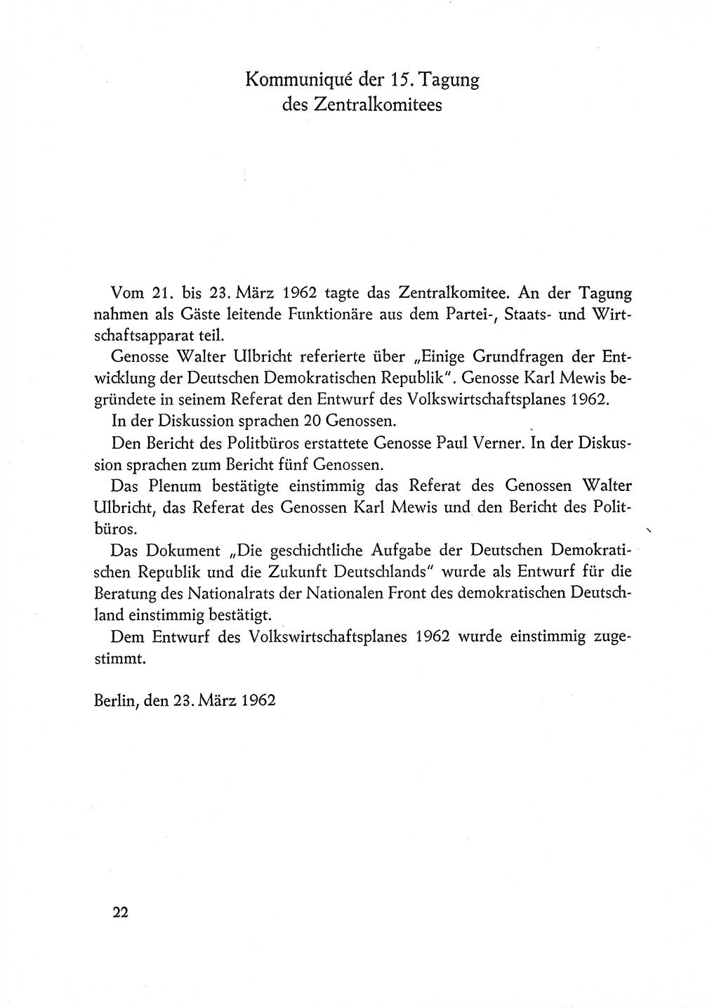 Dokumente der Sozialistischen Einheitspartei Deutschlands (SED) [Deutsche Demokratische Republik (DDR)] 1962-1963, Seite 22 (Dok. SED DDR 1962-1963, S. 22)