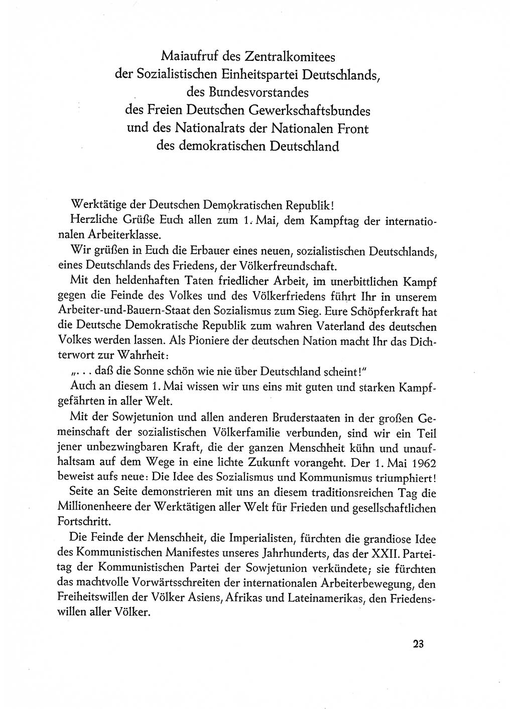 Dokumente der Sozialistischen Einheitspartei Deutschlands (SED) [Deutsche Demokratische Republik (DDR)] 1962-1963, Seite 23 (Dok. SED DDR 1962-1963, S. 23)