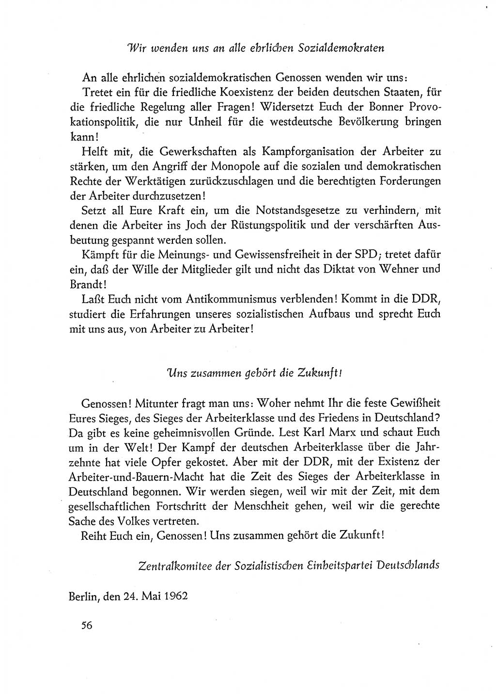Dokumente der Sozialistischen Einheitspartei Deutschlands (SED) [Deutsche Demokratische Republik (DDR)] 1962-1963, Seite 56 (Dok. SED DDR 1962-1963, S. 56)