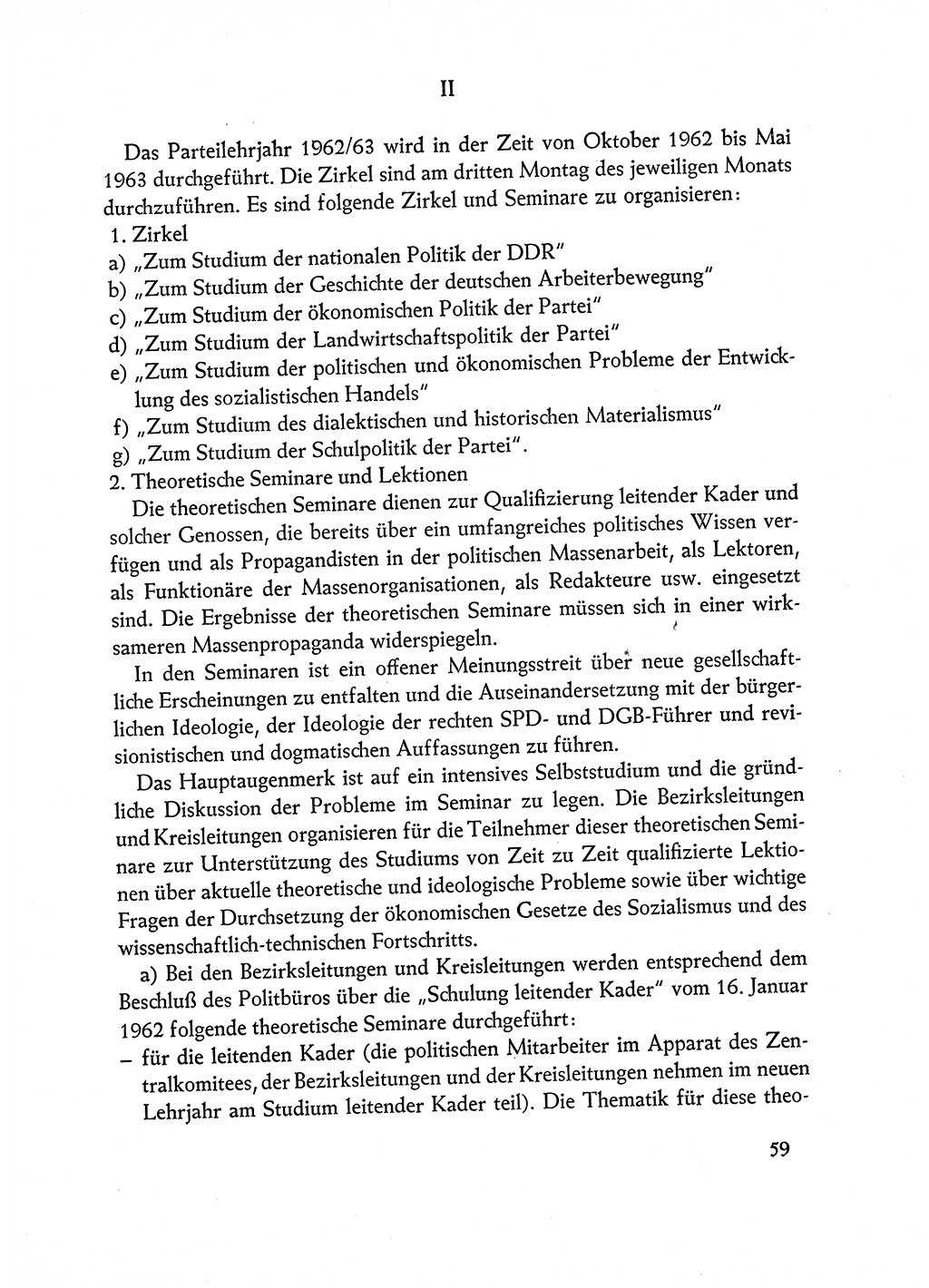 Dokumente der Sozialistischen Einheitspartei Deutschlands (SED) [Deutsche Demokratische Republik (DDR)] 1962-1963, Seite 59 (Dok. SED DDR 1962-1963, S. 59)