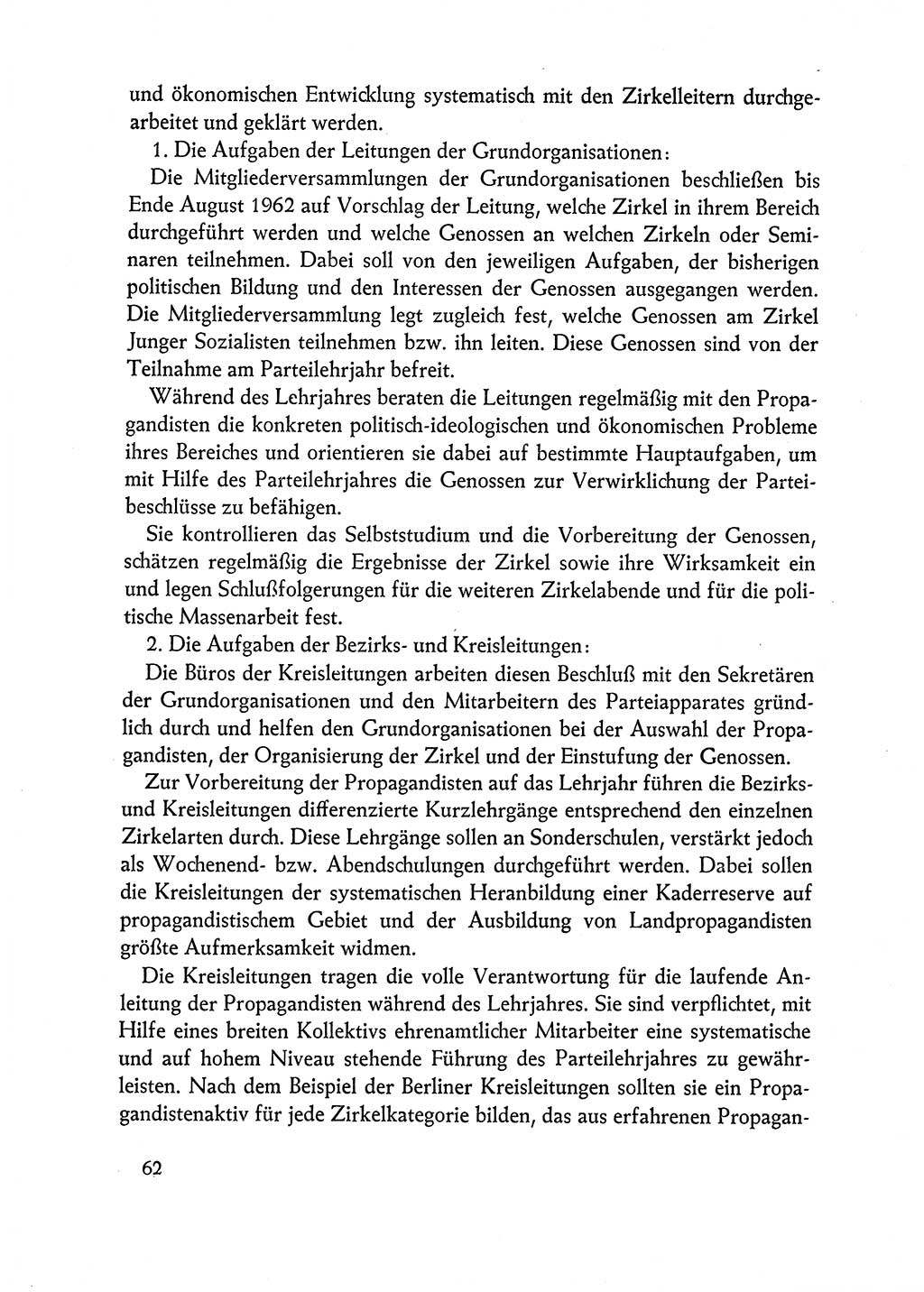 Dokumente der Sozialistischen Einheitspartei Deutschlands (SED) [Deutsche Demokratische Republik (DDR)] 1962-1963, Seite 62 (Dok. SED DDR 1962-1963, S. 62)