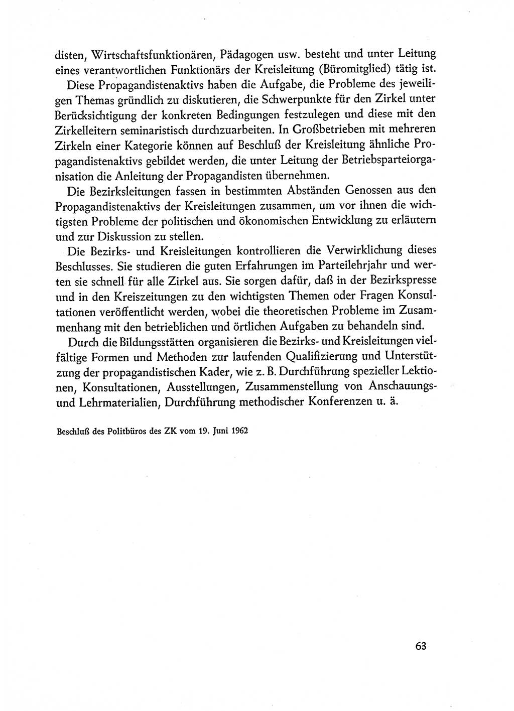 Dokumente der Sozialistischen Einheitspartei Deutschlands (SED) [Deutsche Demokratische Republik (DDR)] 1962-1963, Seite 63 (Dok. SED DDR 1962-1963, S. 63)