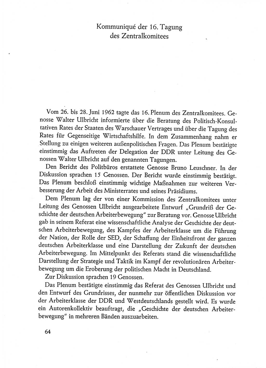 Dokumente der Sozialistischen Einheitspartei Deutschlands (SED) [Deutsche Demokratische Republik (DDR)] 1962-1963, Seite 64 (Dok. SED DDR 1962-1963, S. 64)