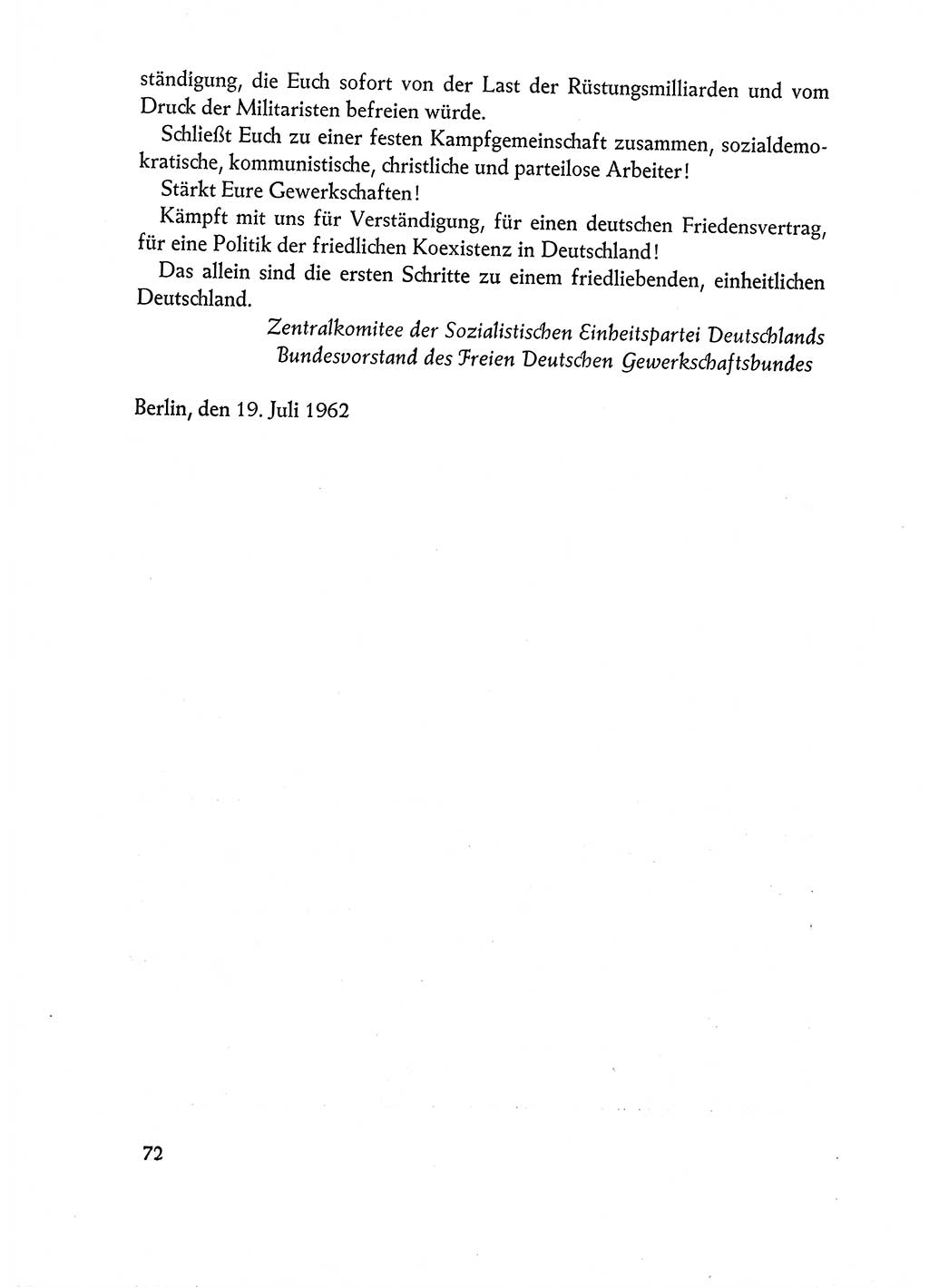 Dokumente der Sozialistischen Einheitspartei Deutschlands (SED) [Deutsche Demokratische Republik (DDR)] 1962-1963, Seite 72 (Dok. SED DDR 1962-1963, S. 72)