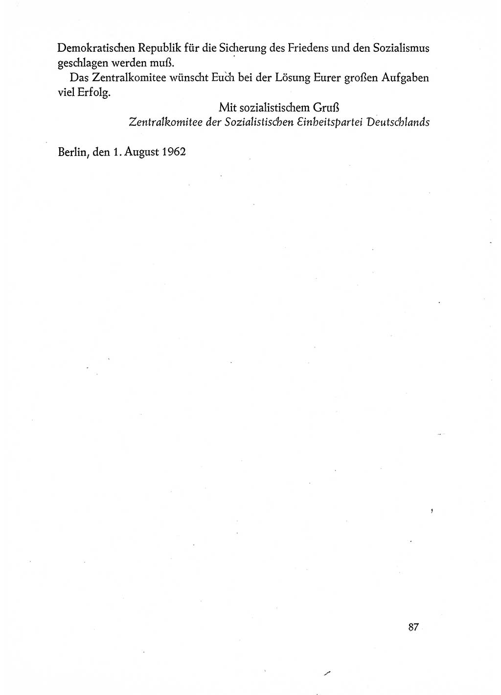 Dokumente der Sozialistischen Einheitspartei Deutschlands (SED) [Deutsche Demokratische Republik (DDR)] 1962-1963, Seite 87 (Dok. SED DDR 1962-1963, S. 87)