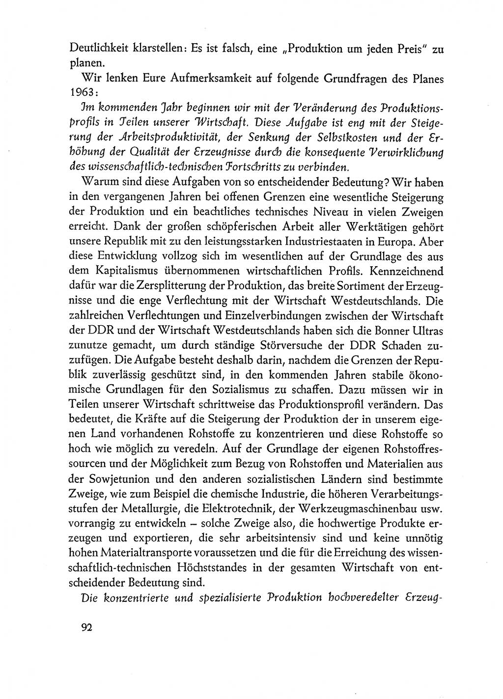 Dokumente der Sozialistischen Einheitspartei Deutschlands (SED) [Deutsche Demokratische Republik (DDR)] 1962-1963, Seite 92 (Dok. SED DDR 1962-1963, S. 92)