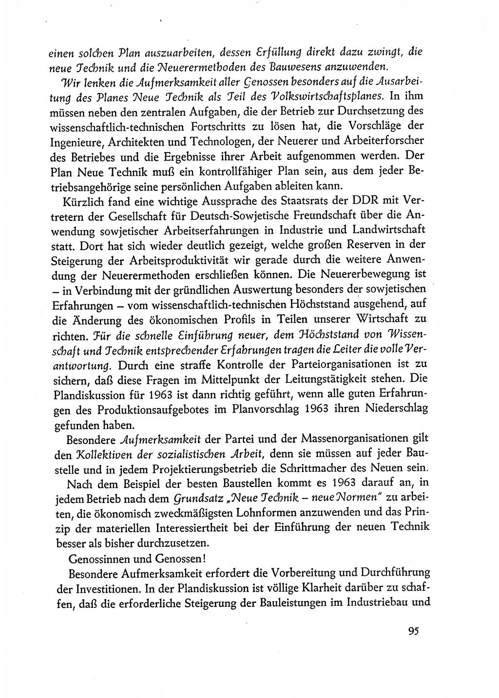 Dokumente der Sozialistischen Einheitspartei Deutschlands (SED) [Deutsche Demokratische Republik (DDR)] 1962-1963, Seite 95 (Dok. SED DDR 1962-1963, S. 95)