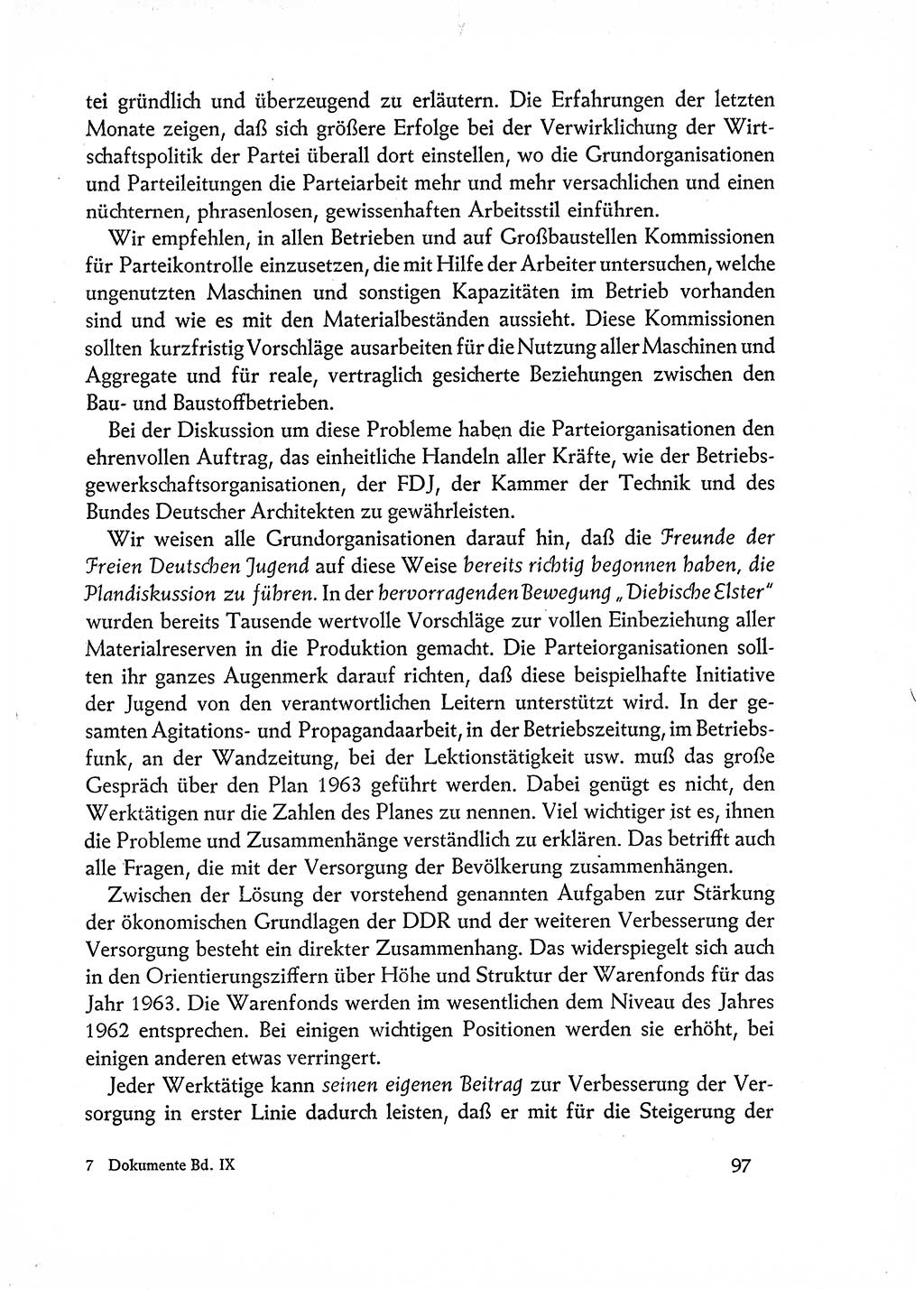 Dokumente der Sozialistischen Einheitspartei Deutschlands (SED) [Deutsche Demokratische Republik (DDR)] 1962-1963, Seite 97 (Dok. SED DDR 1962-1963, S. 97)