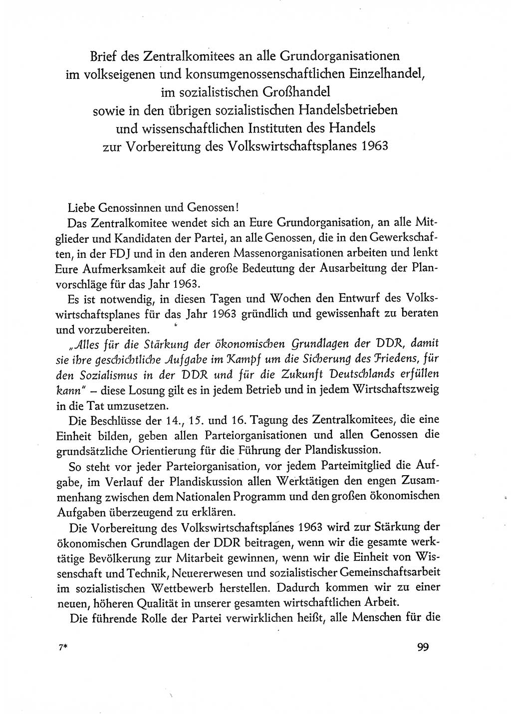Dokumente der Sozialistischen Einheitspartei Deutschlands (SED) [Deutsche Demokratische Republik (DDR)] 1962-1963, Seite 99 (Dok. SED DDR 1962-1963, S. 99)