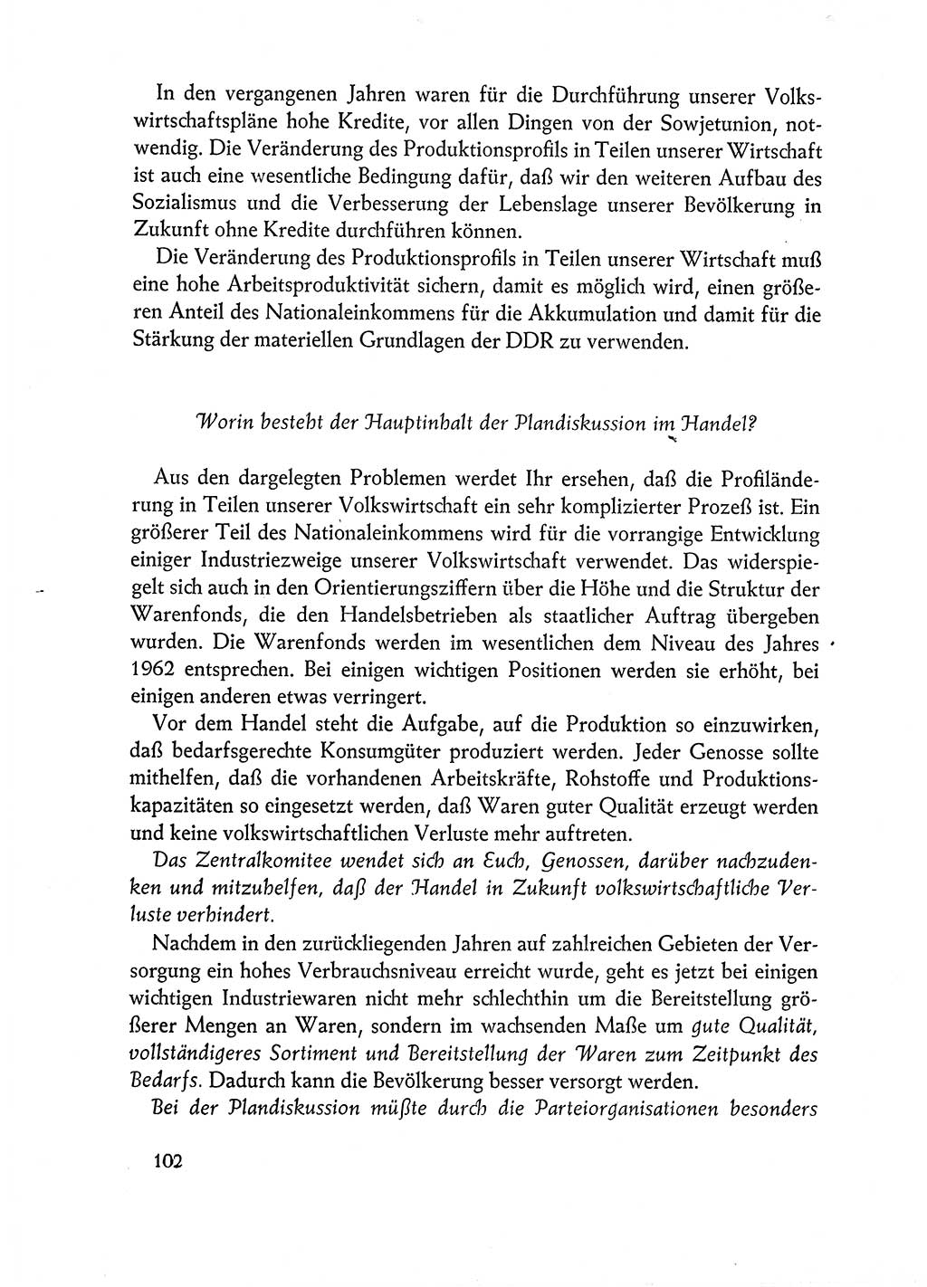 Dokumente der Sozialistischen Einheitspartei Deutschlands (SED) [Deutsche Demokratische Republik (DDR)] 1962-1963, Seite 102 (Dok. SED DDR 1962-1963, S. 102)