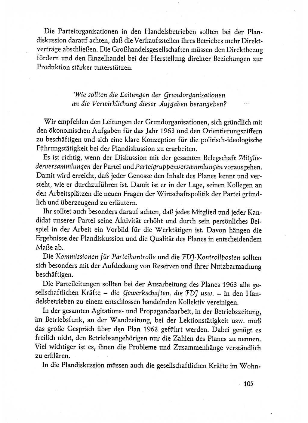 Dokumente der Sozialistischen Einheitspartei Deutschlands (SED) [Deutsche Demokratische Republik (DDR)] 1962-1963, Seite 105 (Dok. SED DDR 1962-1963, S. 105)