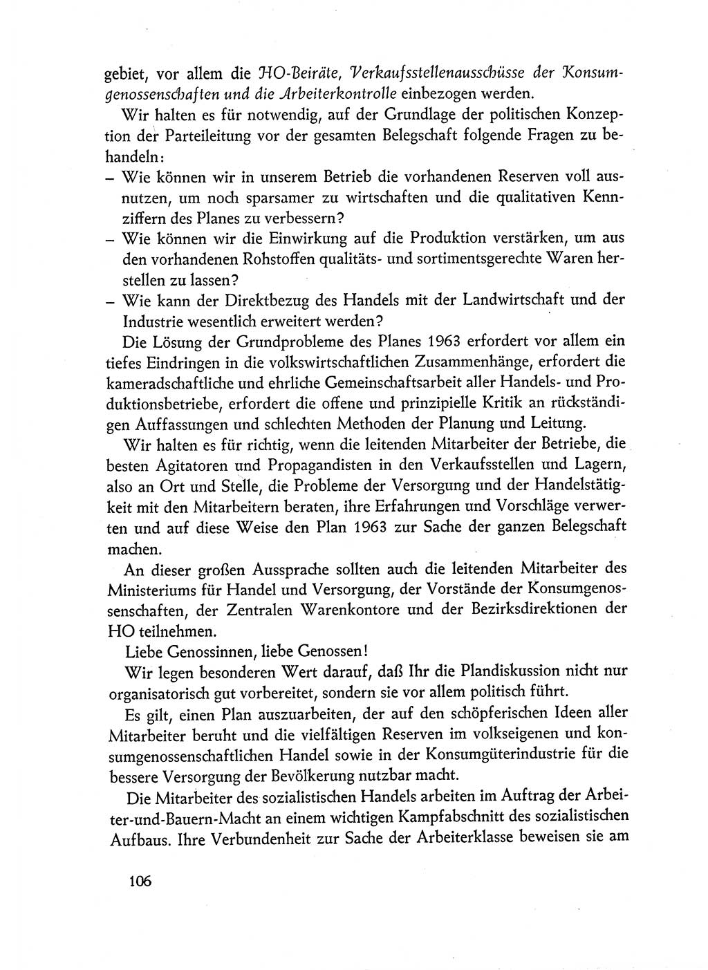 Dokumente der Sozialistischen Einheitspartei Deutschlands (SED) [Deutsche Demokratische Republik (DDR)] 1962-1963, Seite 106 (Dok. SED DDR 1962-1963, S. 106)