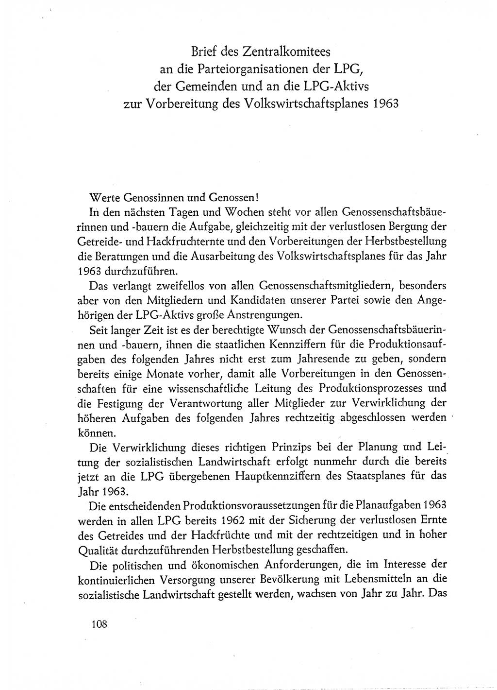 Dokumente der Sozialistischen Einheitspartei Deutschlands (SED) [Deutsche Demokratische Republik (DDR)] 1962-1963, Seite 108 (Dok. SED DDR 1962-1963, S. 108)