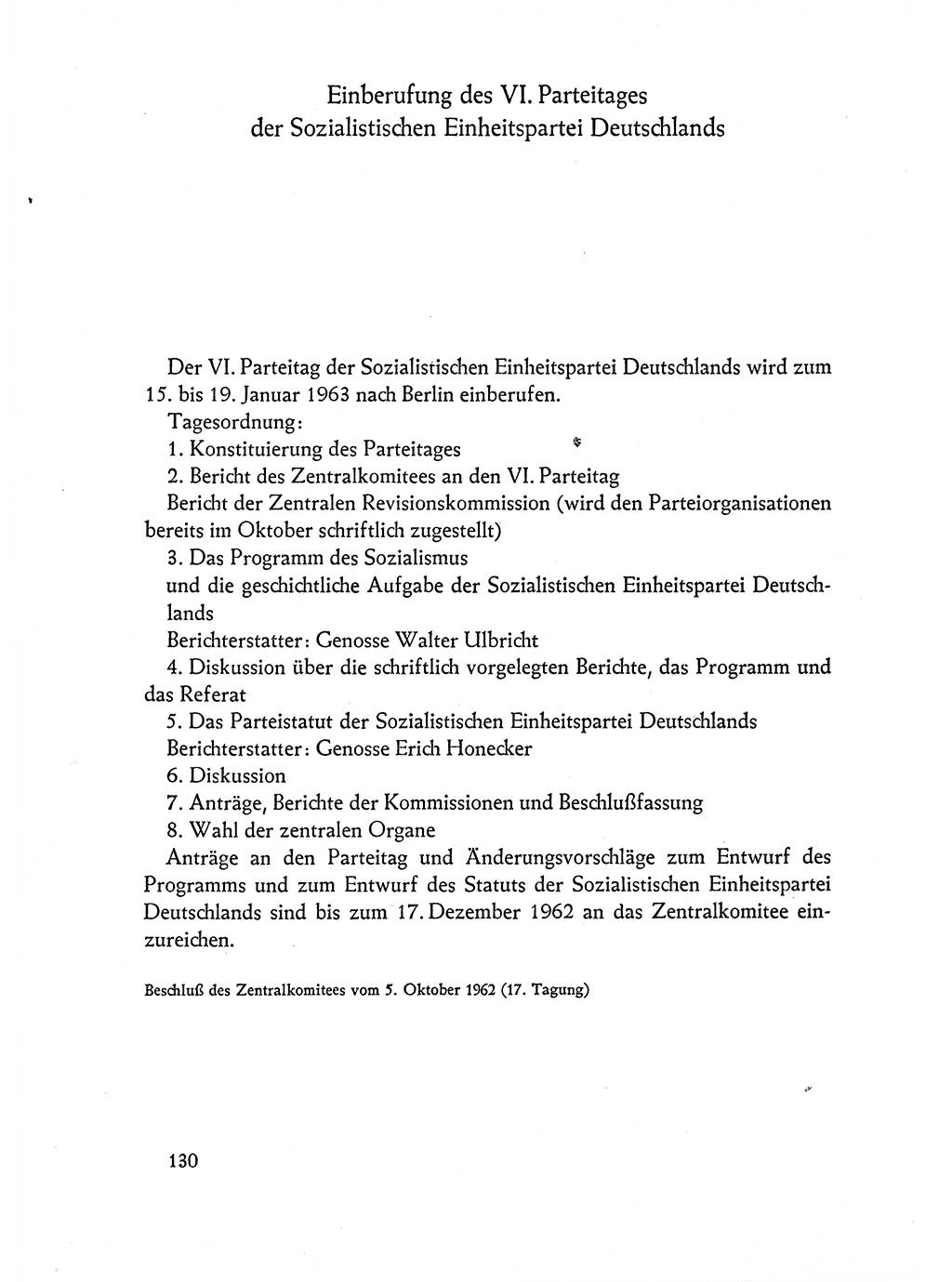 Dokumente der Sozialistischen Einheitspartei Deutschlands (SED) [Deutsche Demokratische Republik (DDR)] 1962-1963, Seite 130 (Dok. SED DDR 1962-1963, S. 130)