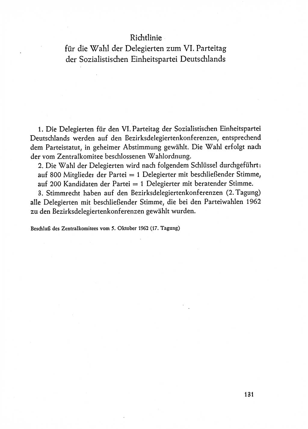 Dokumente der Sozialistischen Einheitspartei Deutschlands (SED) [Deutsche Demokratische Republik (DDR)] 1962-1963, Seite 131 (Dok. SED DDR 1962-1963, S. 131)