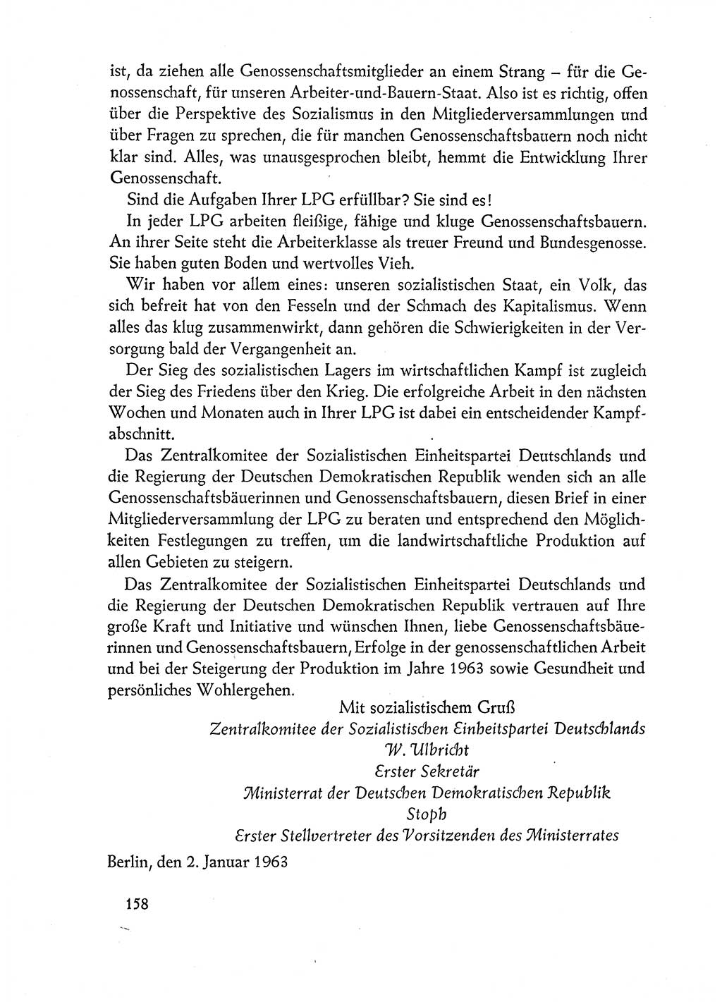 Dokumente der Sozialistischen Einheitspartei Deutschlands (SED) [Deutsche Demokratische Republik (DDR)] 1962-1963, Seite 158 (Dok. SED DDR 1962-1963, S. 158)