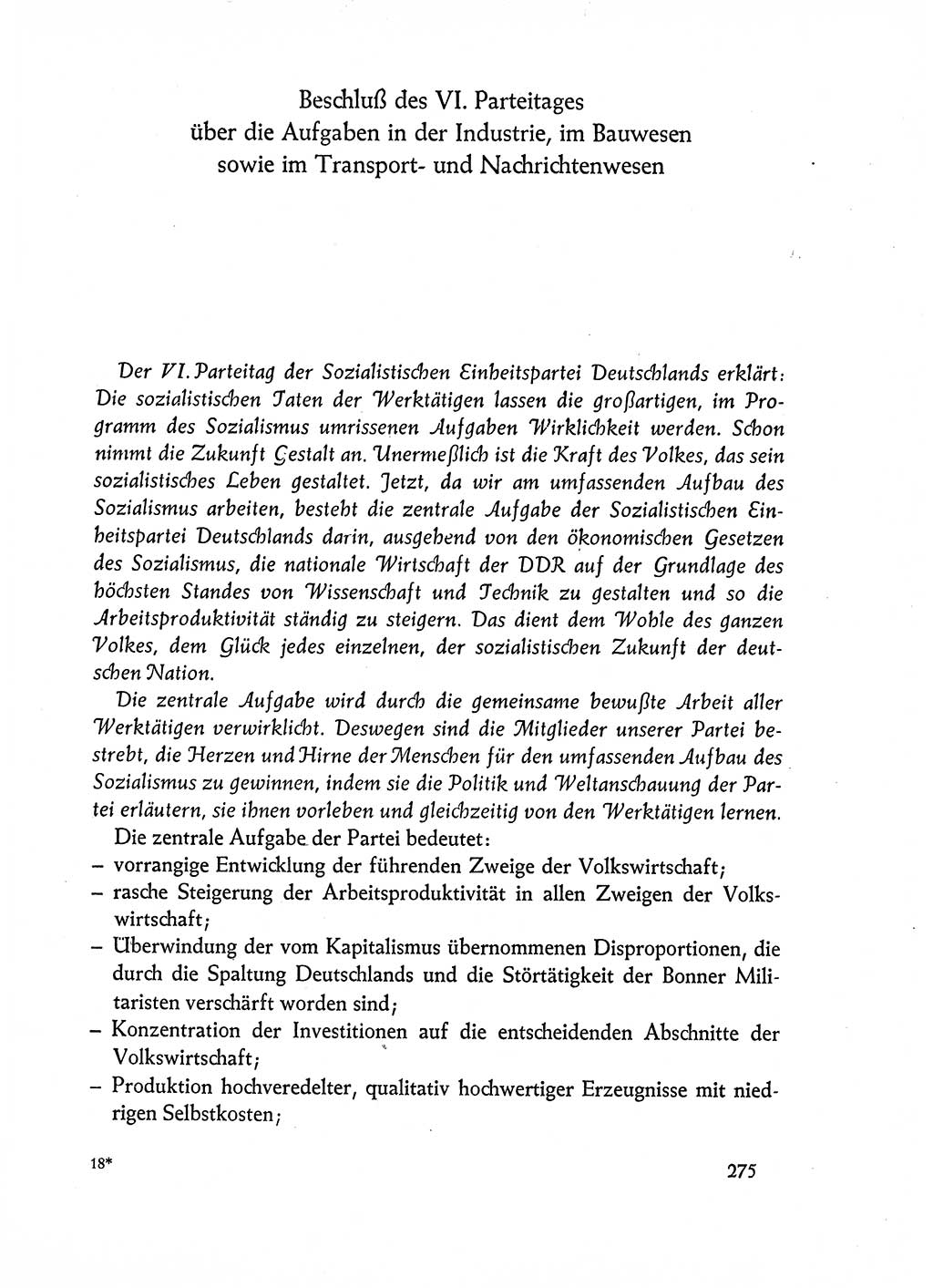 Dokumente der Sozialistischen Einheitspartei Deutschlands (SED) [Deutsche Demokratische Republik (DDR)] 1962-1963, Seite 275 (Dok. SED DDR 1962-1963, S. 275)