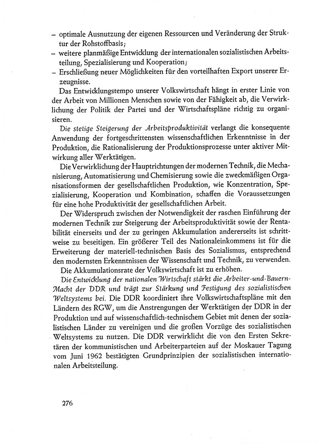 Dokumente der Sozialistischen Einheitspartei Deutschlands (SED) [Deutsche Demokratische Republik (DDR)] 1962-1963, Seite 276 (Dok. SED DDR 1962-1963, S. 276)
