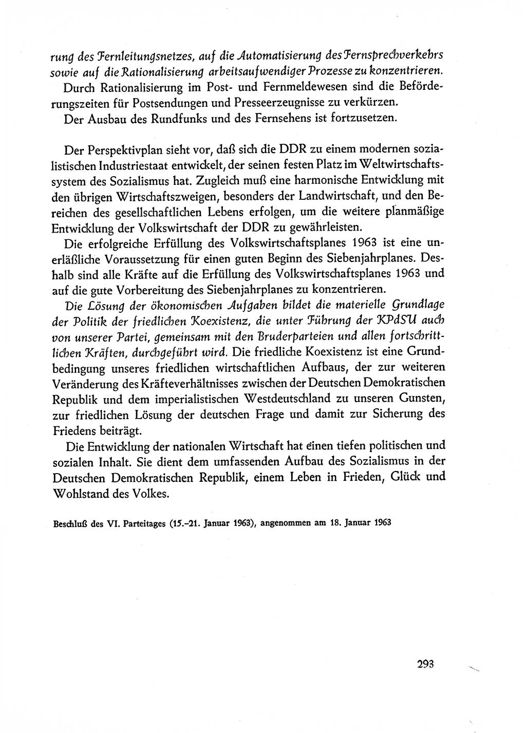 Dokumente der Sozialistischen Einheitspartei Deutschlands (SED) [Deutsche Demokratische Republik (DDR)] 1962-1963, Seite 293 (Dok. SED DDR 1962-1963, S. 293)