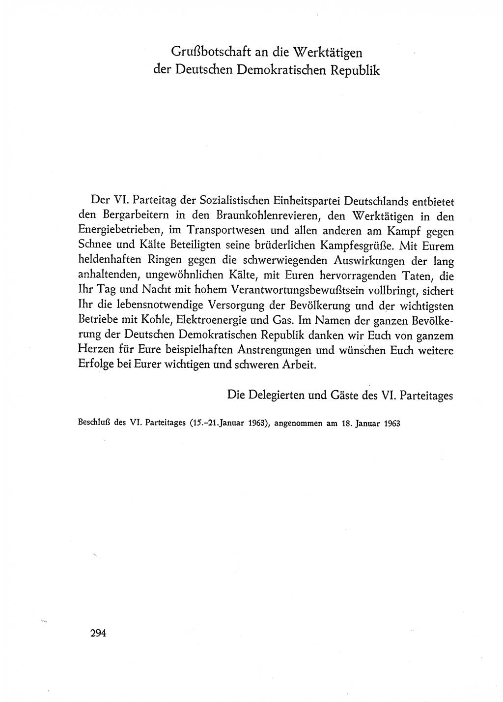 Dokumente der Sozialistischen Einheitspartei Deutschlands (SED) [Deutsche Demokratische Republik (DDR)] 1962-1963, Seite 294 (Dok. SED DDR 1962-1963, S. 294)