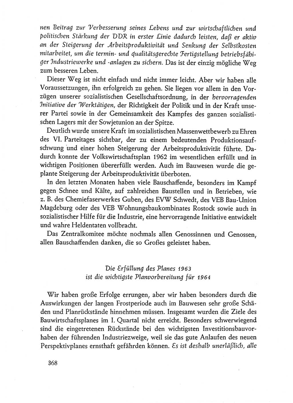 Dokumente der Sozialistischen Einheitspartei Deutschlands (SED) [Deutsche Demokratische Republik (DDR)] 1962-1963, Seite 368 (Dok. SED DDR 1962-1963, S. 368)