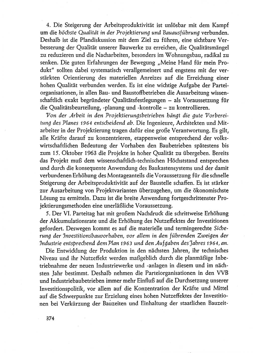 Dokumente der Sozialistischen Einheitspartei Deutschlands (SED) [Deutsche Demokratische Republik (DDR)] 1962-1963, Seite 374 (Dok. SED DDR 1962-1963, S. 374)