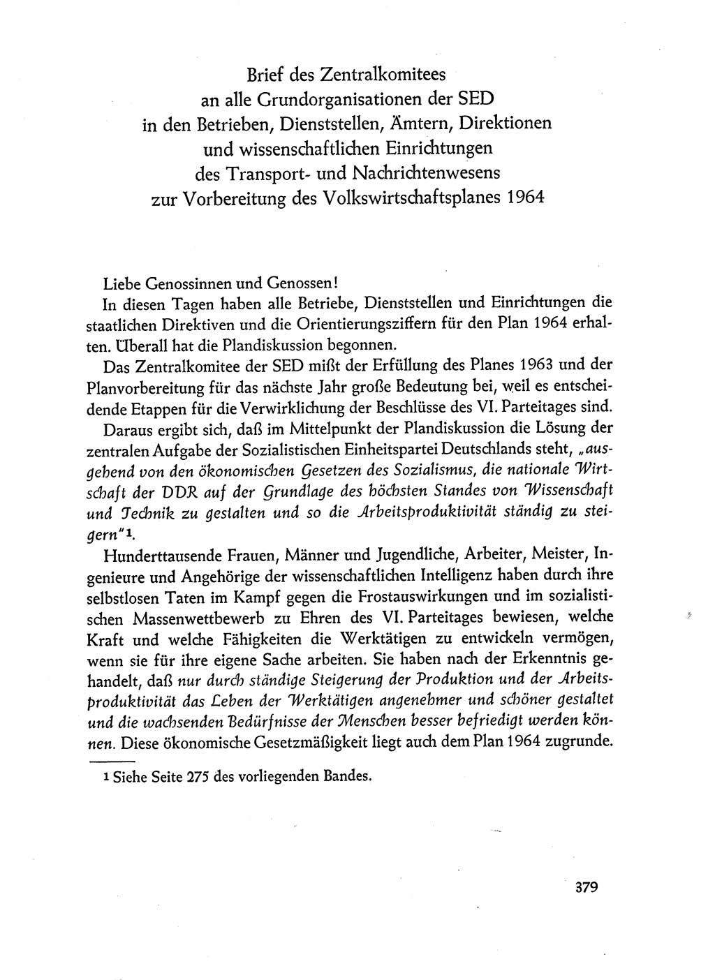 Dokumente der Sozialistischen Einheitspartei Deutschlands (SED) [Deutsche Demokratische Republik (DDR)] 1962-1963, Seite 379 (Dok. SED DDR 1962-1963, S. 379)