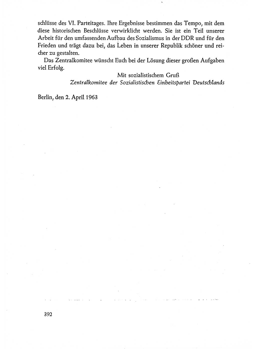 Dokumente der Sozialistischen Einheitspartei Deutschlands (SED) [Deutsche Demokratische Republik (DDR)] 1962-1963, Seite 392 (Dok. SED DDR 1962-1963, S. 392)