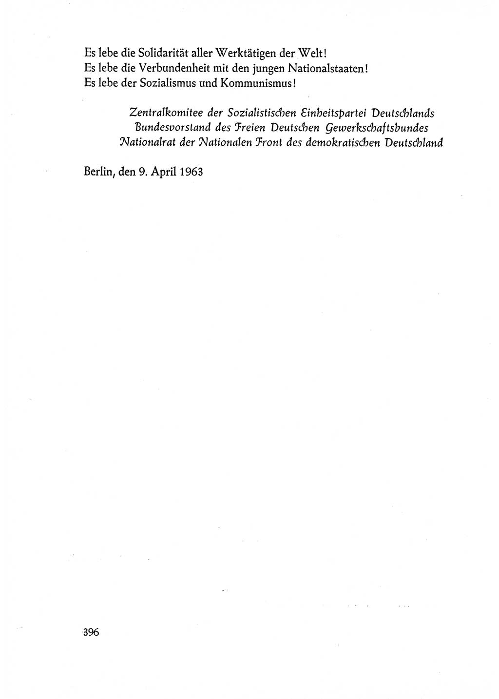 Dokumente der Sozialistischen Einheitspartei Deutschlands (SED) [Deutsche Demokratische Republik (DDR)] 1962-1963, Seite 396 (Dok. SED DDR 1962-1963, S. 396)