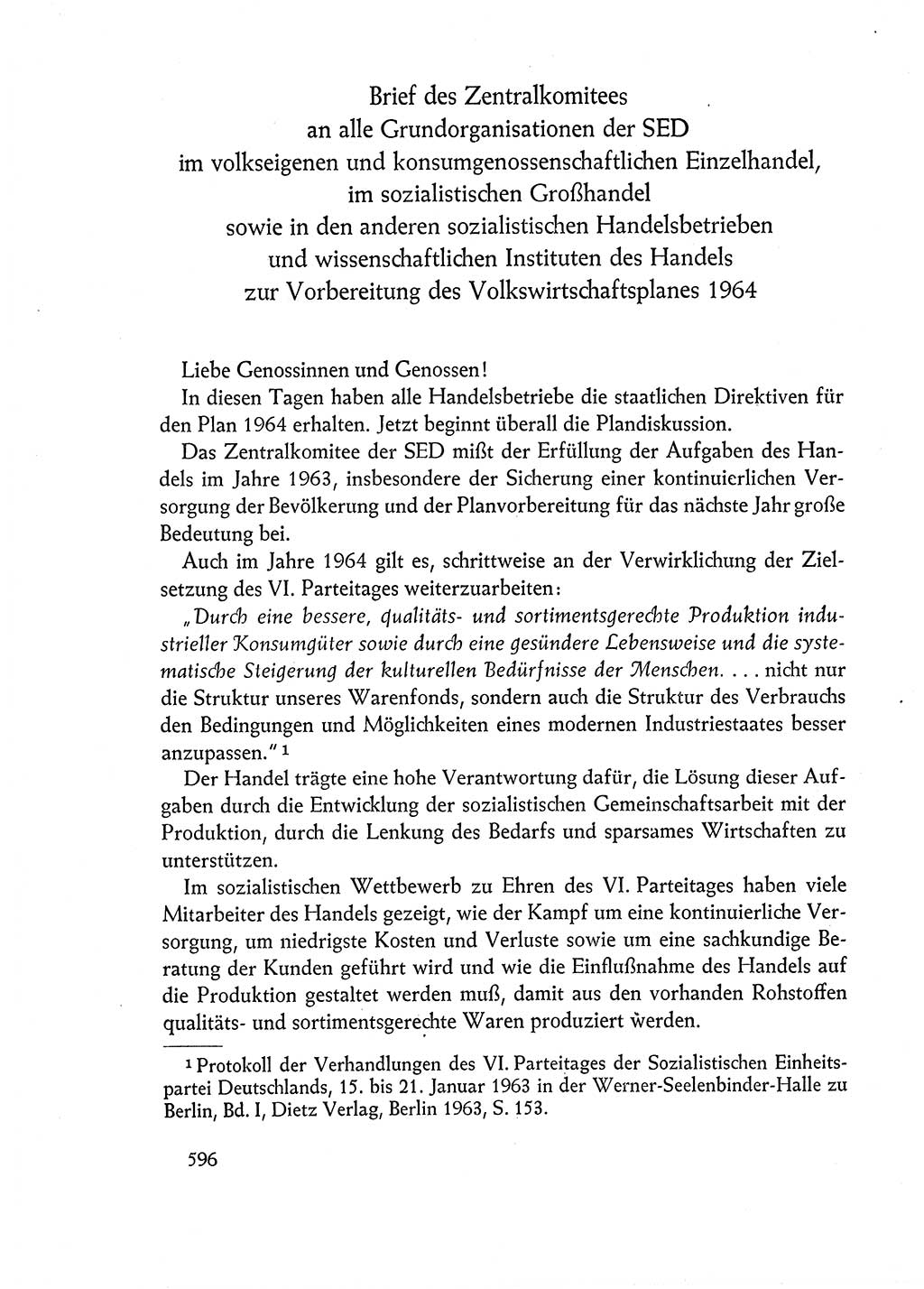 Dokumente der Sozialistischen Einheitspartei Deutschlands (SED) [Deutsche Demokratische Republik (DDR)] 1962-1963, Seite 596 (Dok. SED DDR 1962-1963, S. 596)