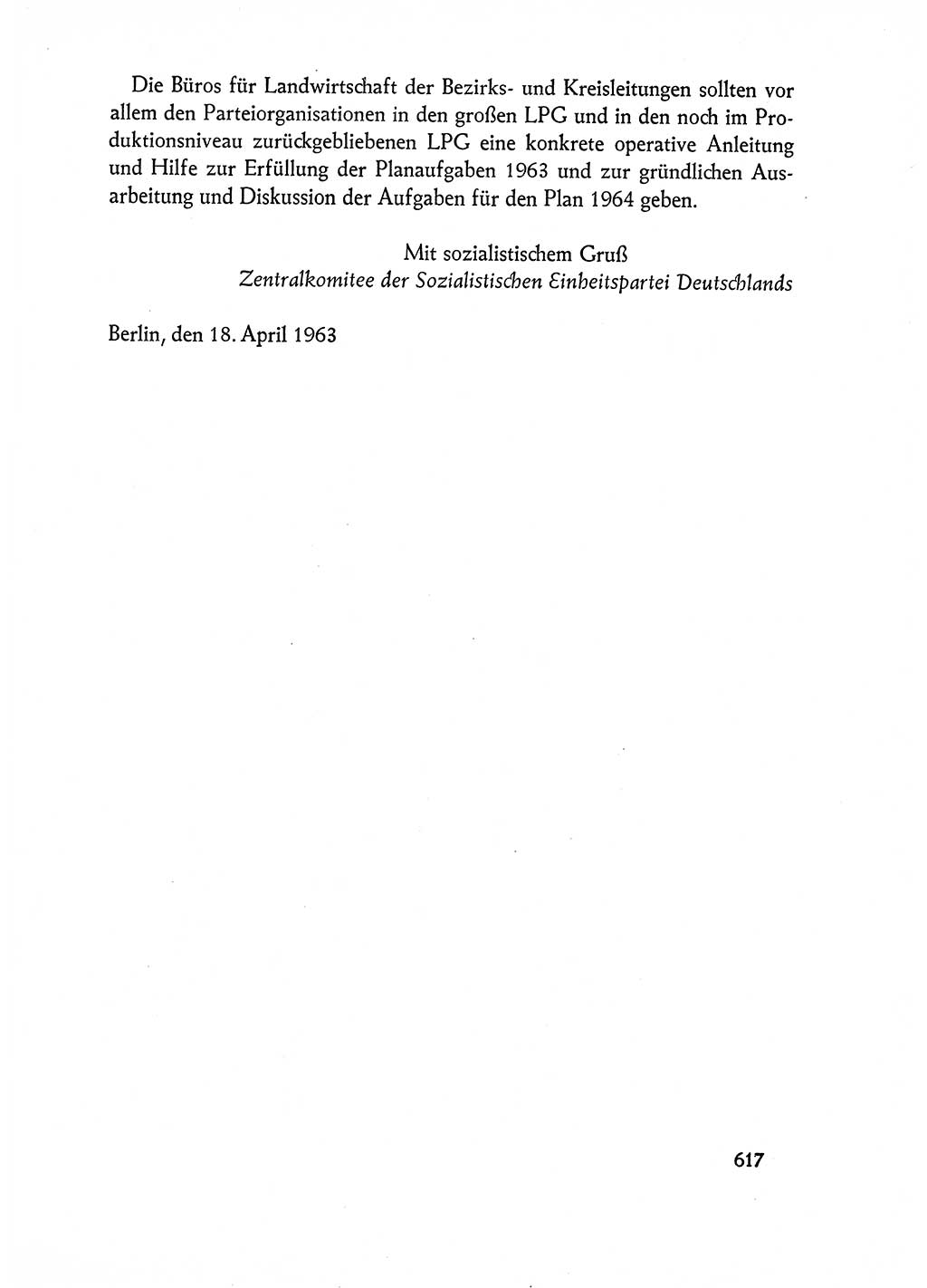 Dokumente der Sozialistischen Einheitspartei Deutschlands (SED) [Deutsche Demokratische Republik (DDR)] 1962-1963, Seite 617 (Dok. SED DDR 1962-1963, S. 617)