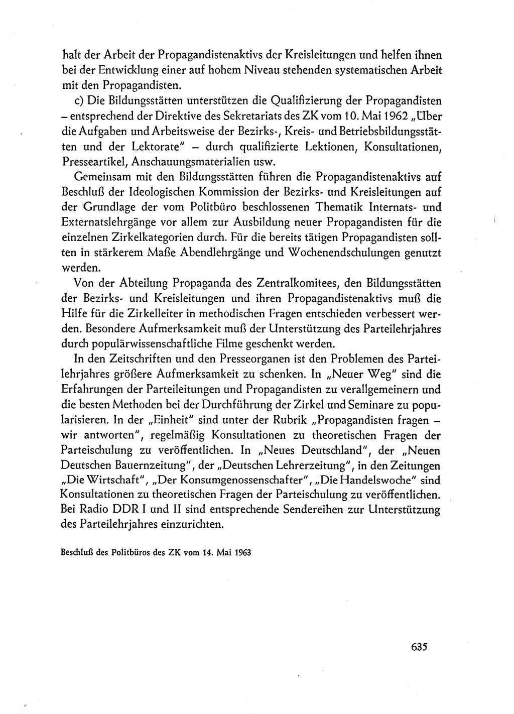 Dokumente der Sozialistischen Einheitspartei Deutschlands (SED) [Deutsche Demokratische Republik (DDR)] 1962-1963, Seite 635 (Dok. SED DDR 1962-1963, S. 635)