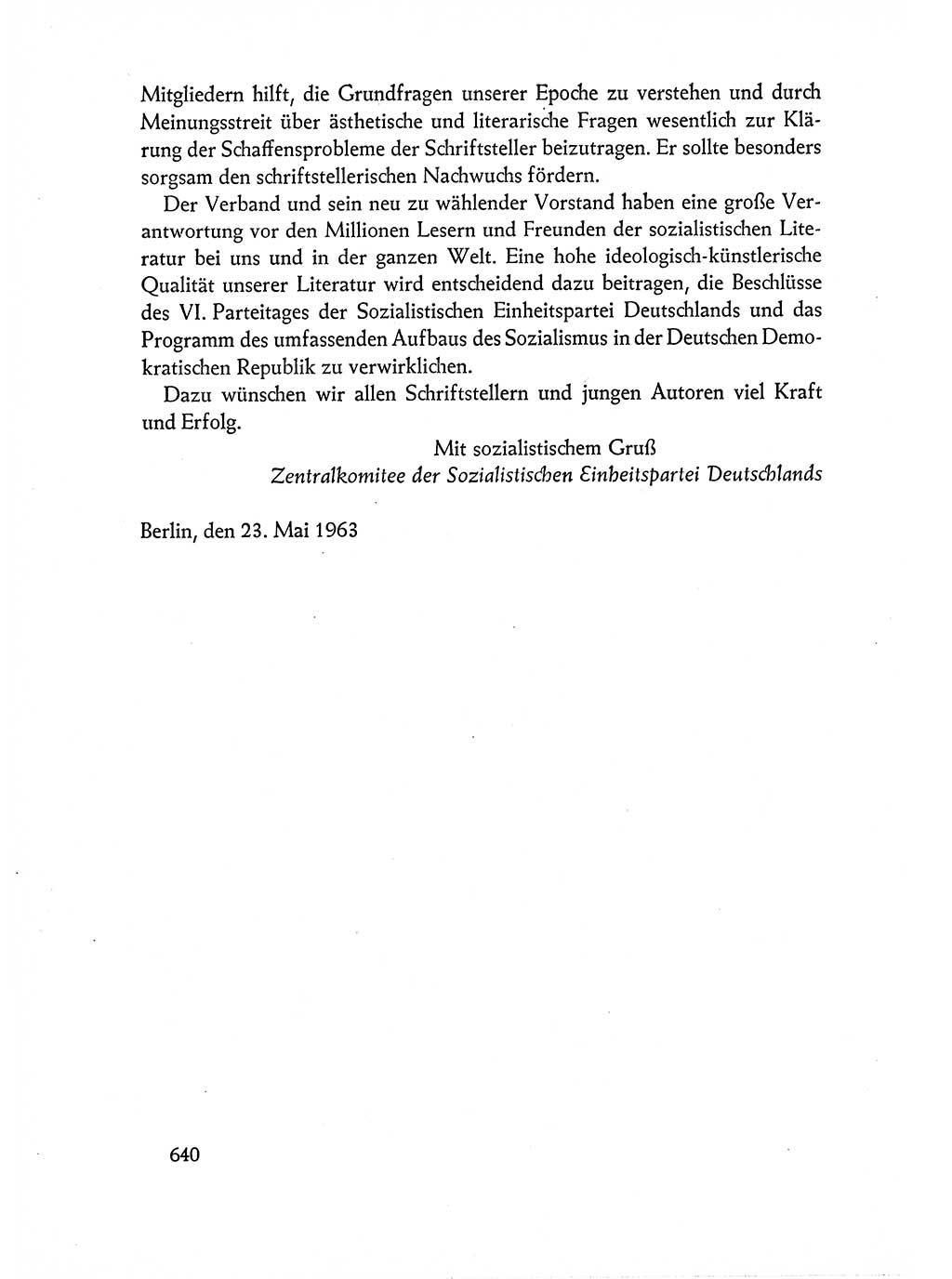 Dokumente der Sozialistischen Einheitspartei Deutschlands (SED) [Deutsche Demokratische Republik (DDR)] 1962-1963, Seite 640 (Dok. SED DDR 1962-1963, S. 640)
