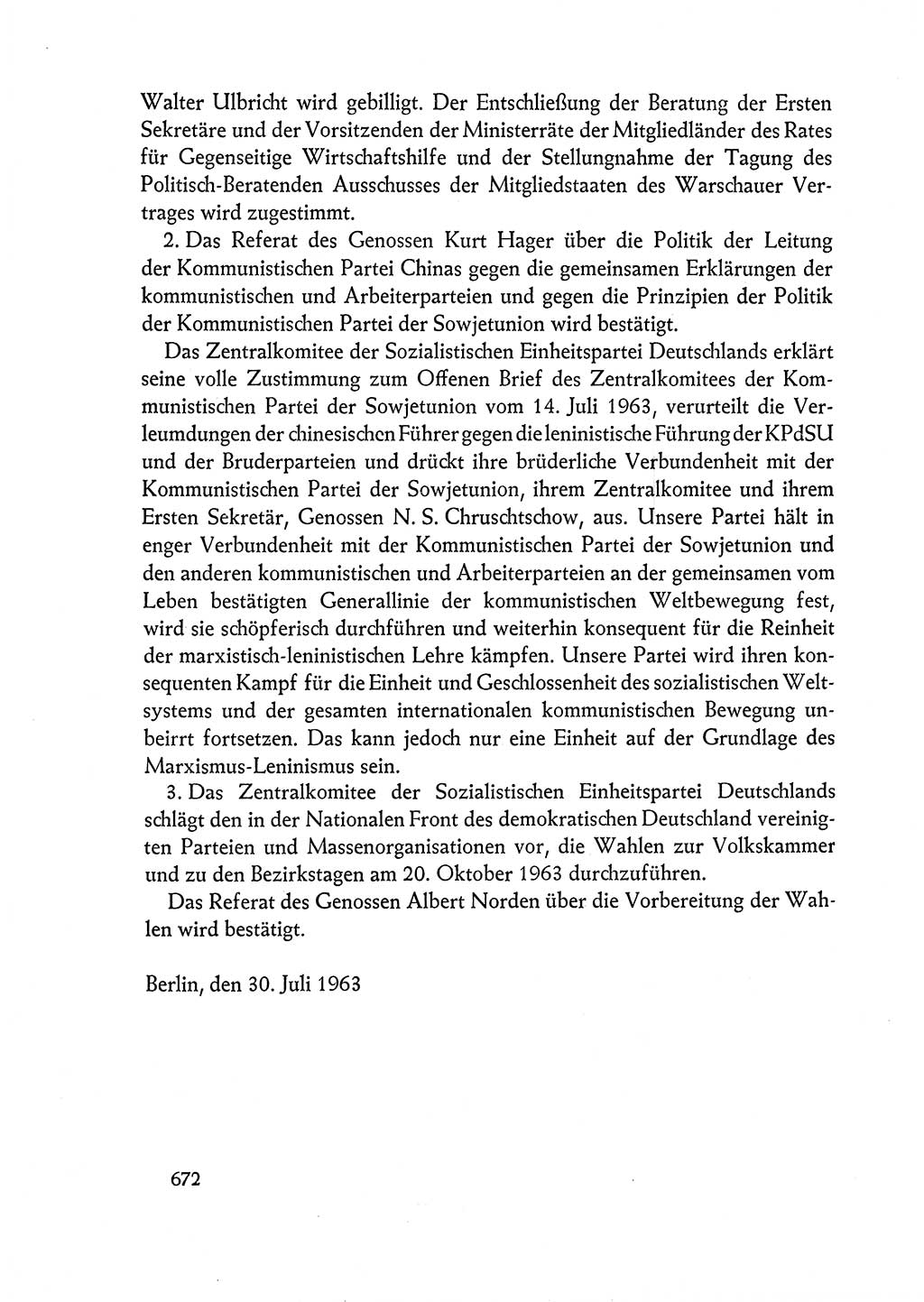 Dokumente der Sozialistischen Einheitspartei Deutschlands (SED) [Deutsche Demokratische Republik (DDR)] 1962-1963, Seite 672 (Dok. SED DDR 1962-1963, S. 672)