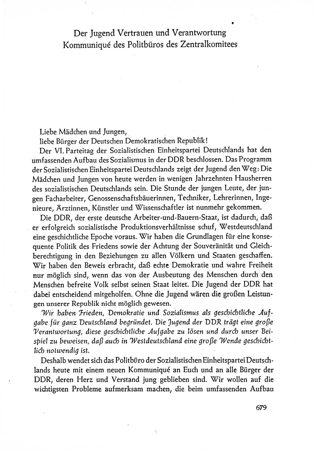 Dokumente der Sozialistischen Einheitspartei Deutschlands (SED) [Deutsche Demokratische Republik (DDR)] 1962-1963, Seite 679 (Dok. SED DDR 1962-1963, S. 679)