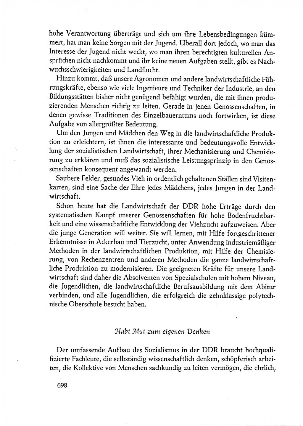 Dokumente der Sozialistischen Einheitspartei Deutschlands (SED) [Deutsche Demokratische Republik (DDR)] 1962-1963, Seite 698 (Dok. SED DDR 1962-1963, S. 698)