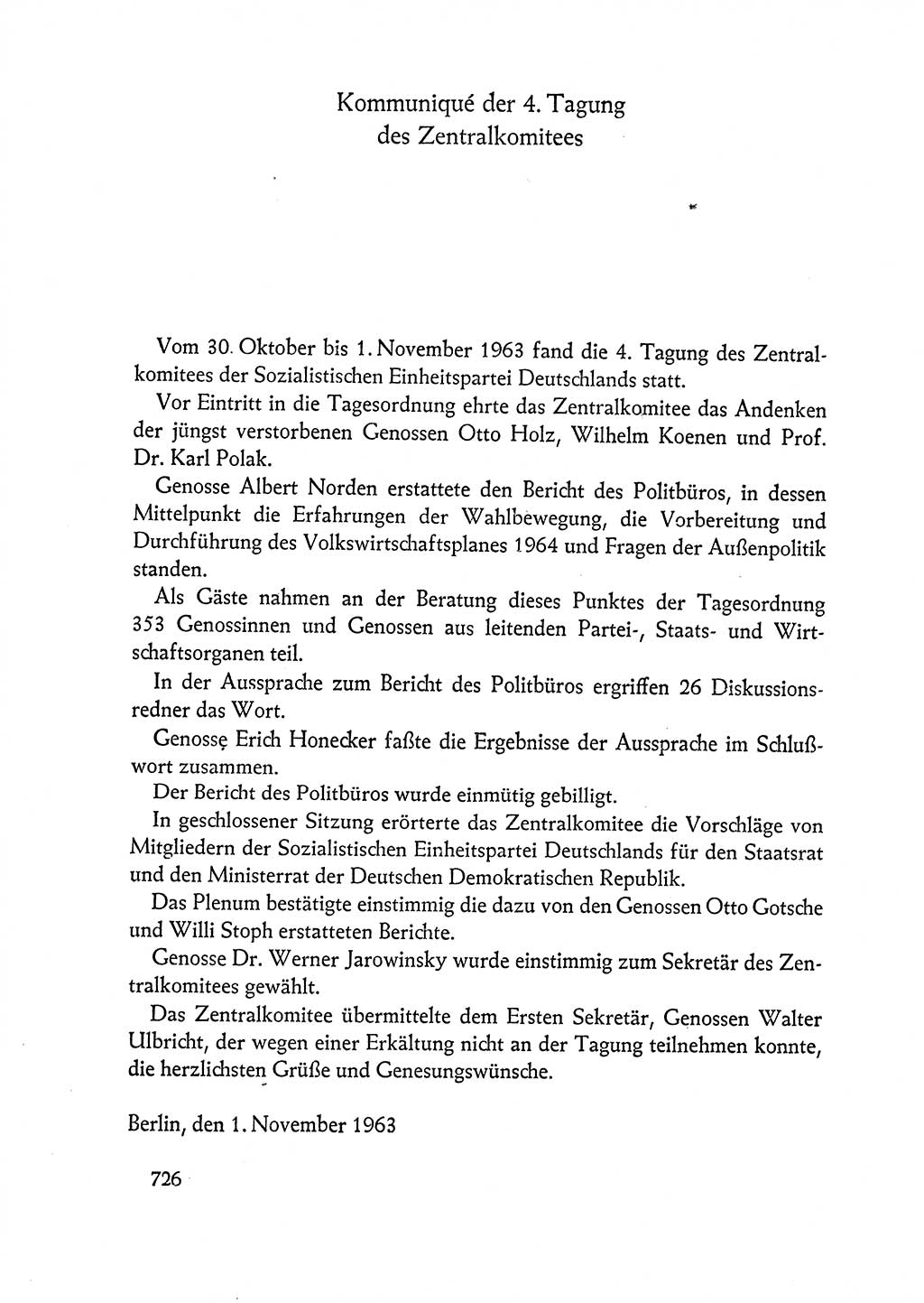 Dokumente der Sozialistischen Einheitspartei Deutschlands (SED) [Deutsche Demokratische Republik (DDR)] 1962-1963, Seite 726 (Dok. SED DDR 1962-1963, S. 726)