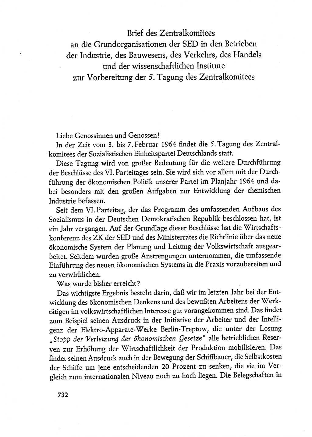 Dokumente der Sozialistischen Einheitspartei Deutschlands (SED) [Deutsche Demokratische Republik (DDR)] 1962-1963, Seite 732 (Dok. SED DDR 1962-1963, S. 732)